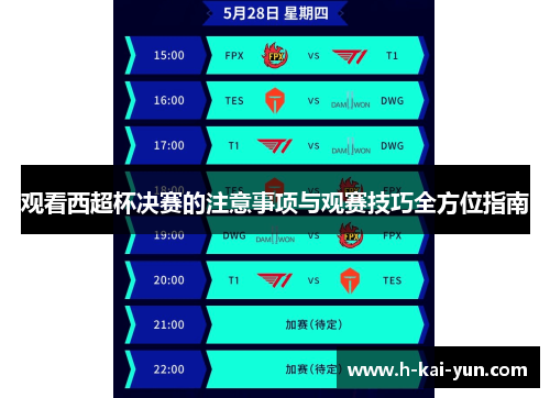 观看西超杯决赛的注意事项与观赛技巧全方位指南